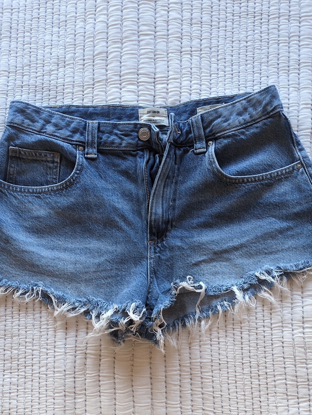 Cotton On Blue Denim Cutoff Shorts with Frayed Hem